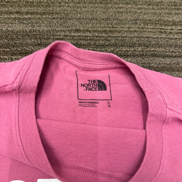 The North Face Vibrant Pink Mens Short Sleeve Tee with White Logo - Picture 4 of 5